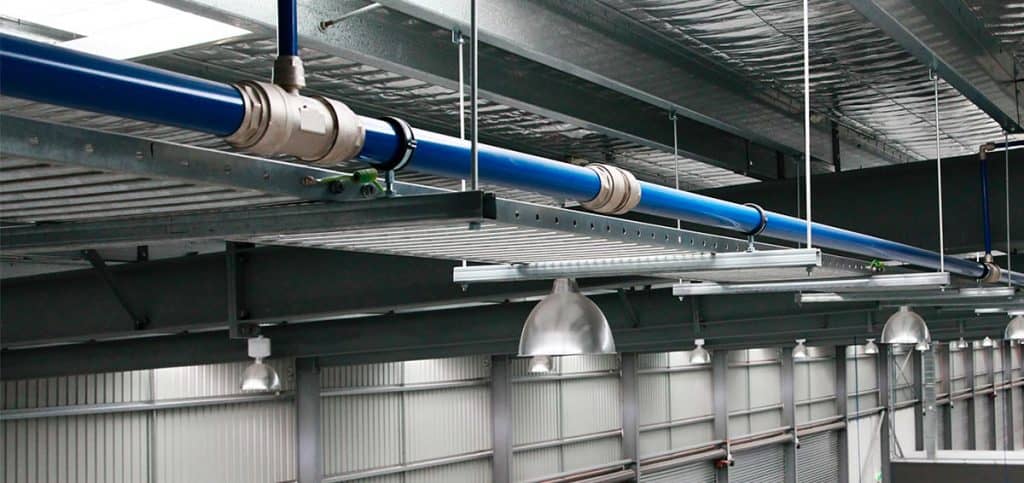 infinity pipe installed on an industrial commercial ceiling