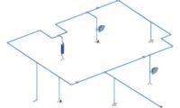 High-quality industrial pipe system layout in blue, demonstrating plumbing infrastructure and piping solutions.