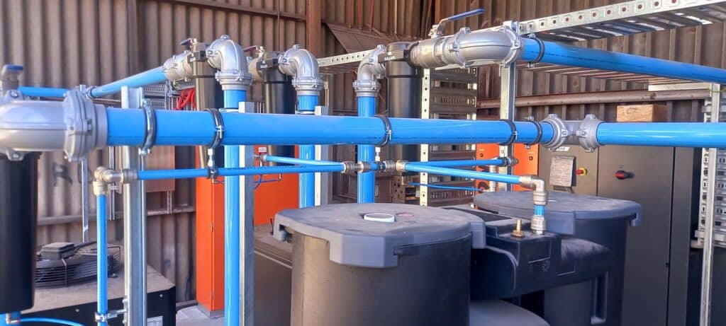 infinity compressed air piping installation at a workshop facility in Perth, Western Australia