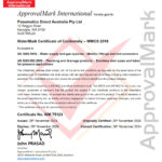 Certificate of WaterMark Conformity for Infinity Stainless 316L range