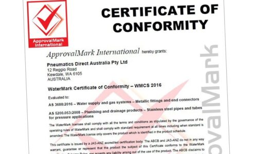 Copy of WaterMark certificate of conformity document
